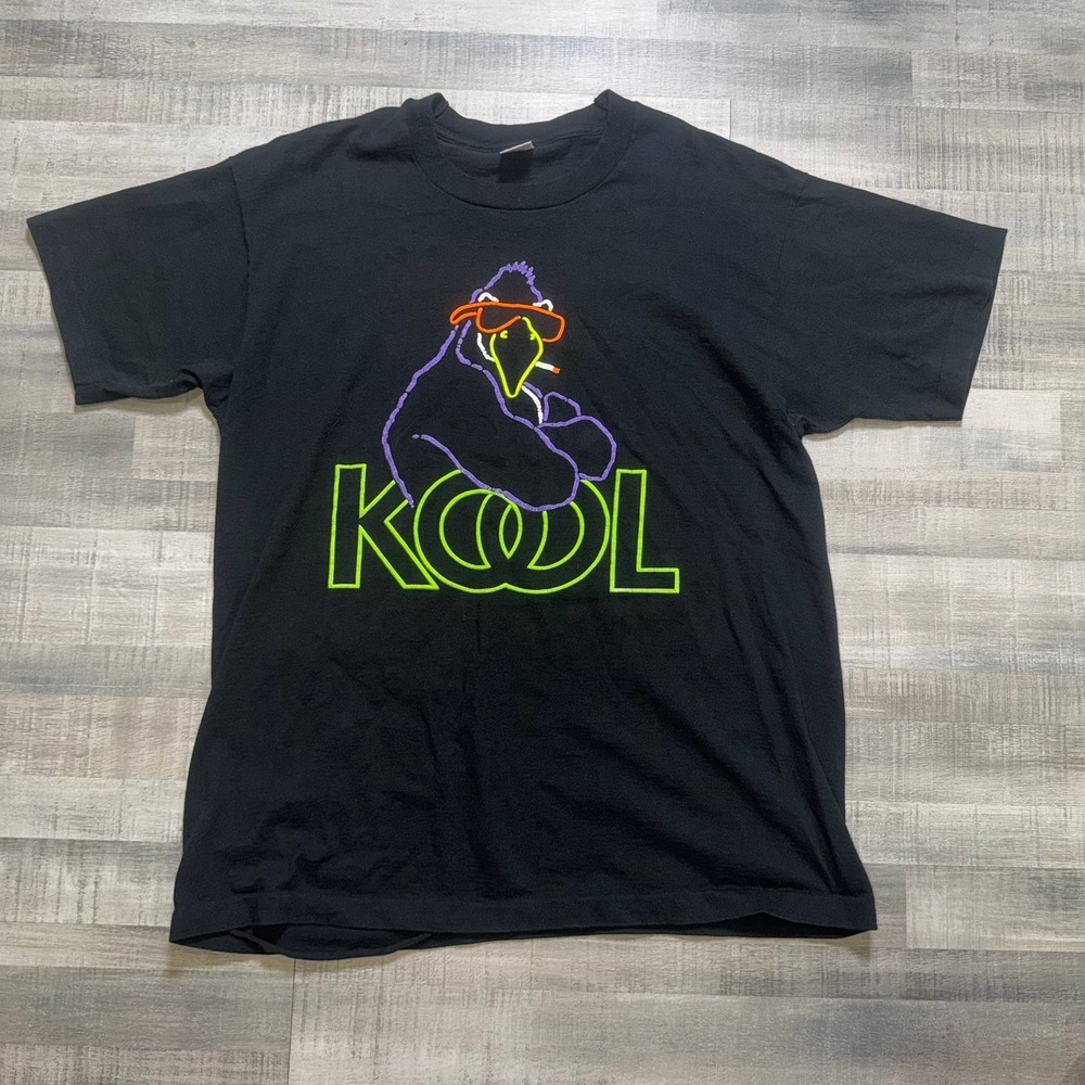Vintage Fruit of the Loom Kool Duck Cigarettes Black Blank T-Shirt Made in USA